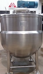 ASME coded jacketed kettle for food cooking, using steam, hot water or hot oil for food heating