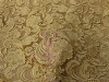 Gold bride lace fabrics metallic stage dress fabric beautiful big flower hollow embroidery dress fabric
