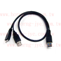 USB3.0 Y CABLE  3.0 A Male/2.0 A Male+Mini 4P
